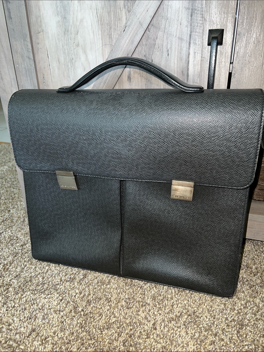 Black Louis Vuitton Taiga Briefcase with Top Handle